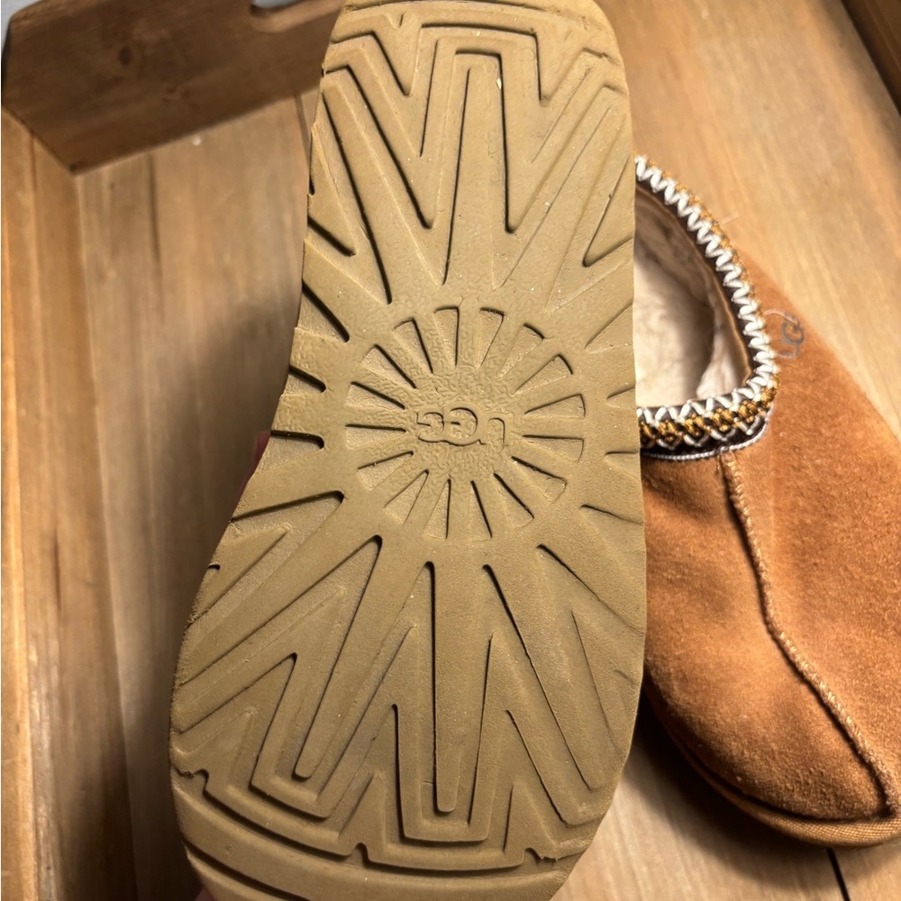 Ugg Size 8 Tasman Cozy Chestnut Suede Shearling Slipper Clogs - Picture 4 of 9